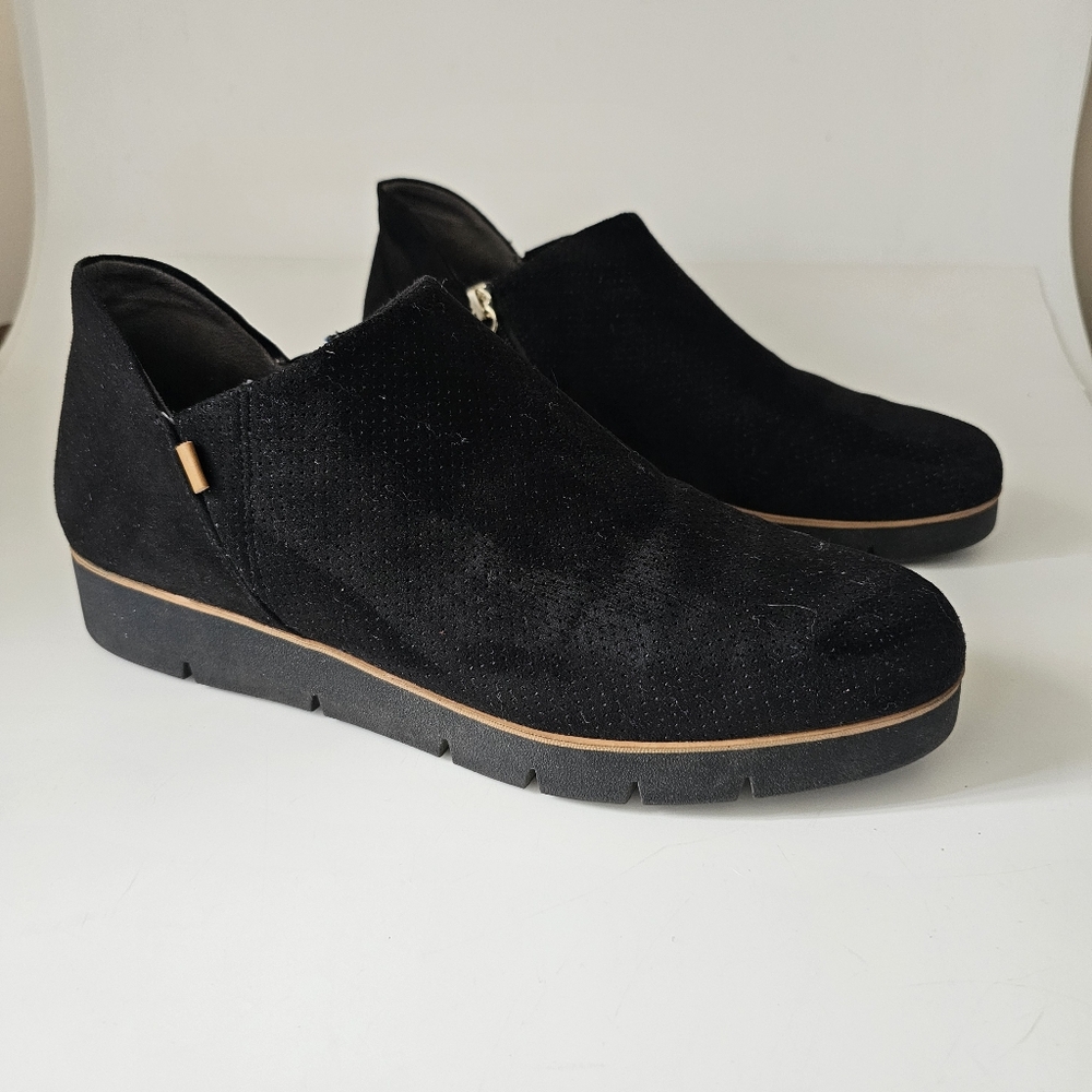 Dr Scholl's Nice Day Now Womens Black Side Zipper Ankle Comfort Shoes 10 Wedge